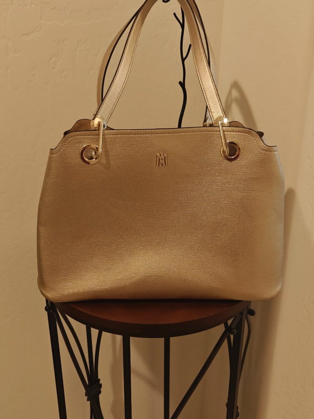 Massimo Dutti Metallic Leather Shoulder Bag,